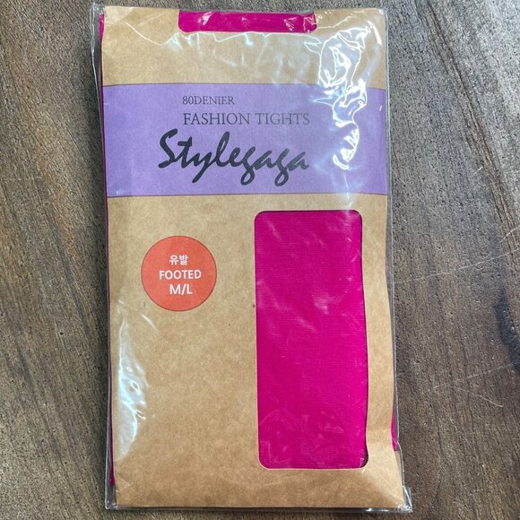 Stylegaga Accessories - Womens Pink Footed Pantyhose Tights‎ Size Medium Large NWT STYLEGAGA
